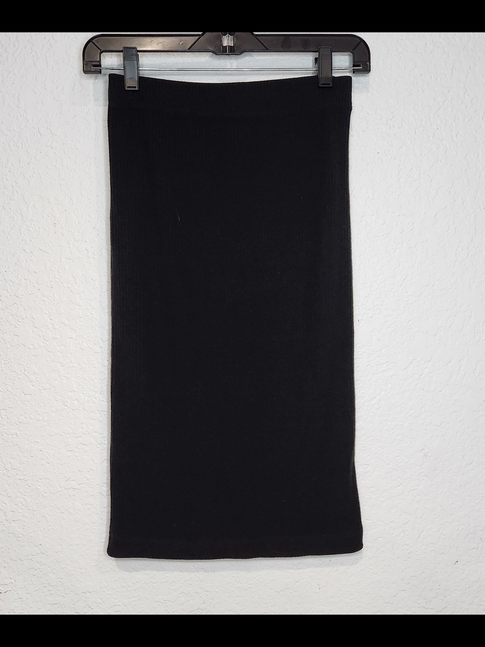 Madewell Black Ribbed Midi Pencil Skirt